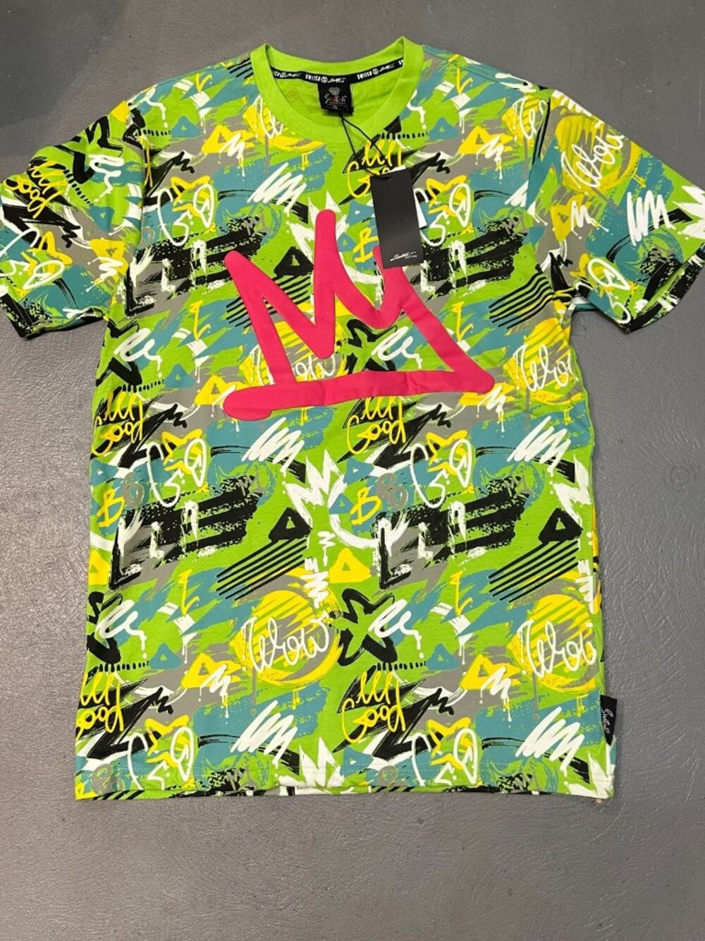 Switch Y2K Graffiti Graphic T Shirt X-Large XL Green Crown Streetwear NWT